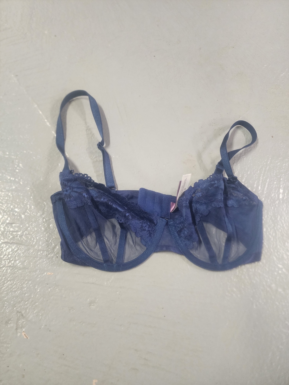 Adore Me Sheer Lace Underwire Bra - Navy
